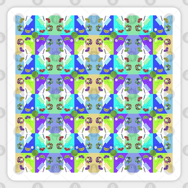 Checked Rainbow Minty Kaleidoscope Memphis Design Pattern Sticker by BillingtonPix